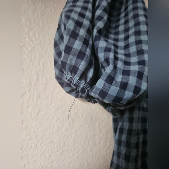 blue and black gingham cottagecore dress - Picture 4 of 5